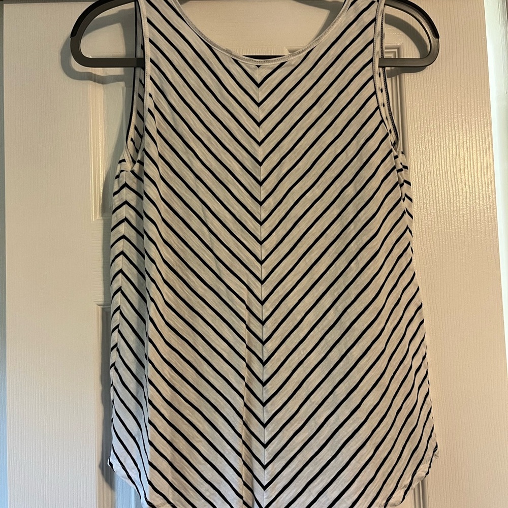 LOFT Outlet Striped Sleeveless Top with Back Tie- Black and White size XS